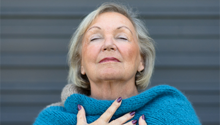 Woman with eye closed, at peace