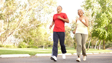 Couple walking togehter in the park