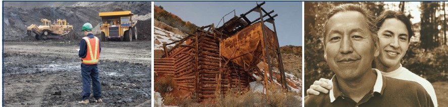 Three images of mining operations