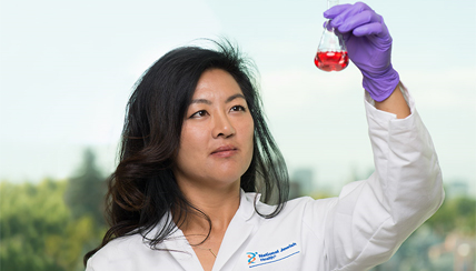 Scientist inspecting a sample